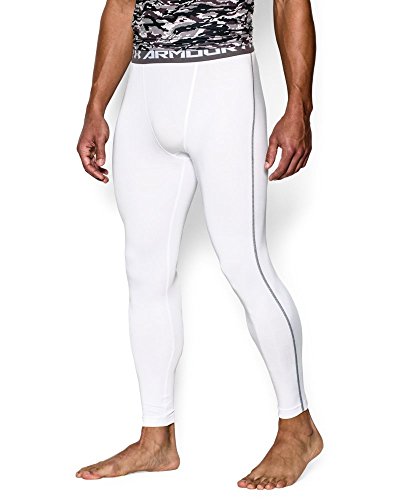 Under Armour Men's HeatGear Armour Compression Leggings, White/Graphite, Small