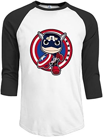 NOSOSO Mens Cartoon America Captain 3/4 Sleeve Baseball T Shirt Raglan Jersey Shirt