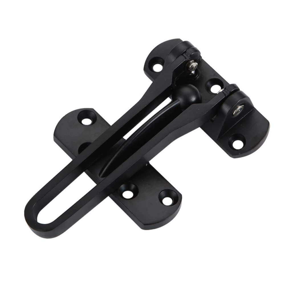 Zinc Alloy Black Security Door Guard, Gate Latches Swing Bar Door Lock Door Chain Burglar-Proof Padlock Door Clasp with Screws for Home, Apartment, Hotel, Dormitory, Brushed Finish