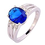 Psiroy Women's 925 Sterling Silver 3ct Sapphire Quartz Filled Ring
