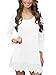 MiYang Women's Long Sleeve A-line Lace Stitching Trim Casual Dress White