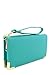 Faux Saffiano Leather Wallet Wristlet with Gold Hardware Edges