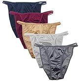 Colorful Star 5 Pack Women's Sexy Satin String Bikini Panties Silky Briefs Underwear