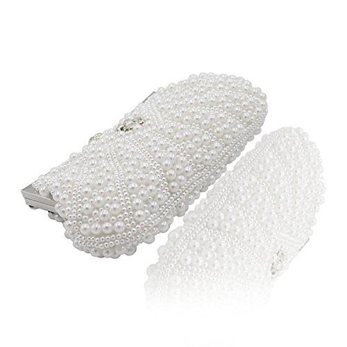 Kingluck Satin with Pearl and Diamond Wedding/Special Occasion Evening Handbags/Clutch (white) - Thumbnail 4