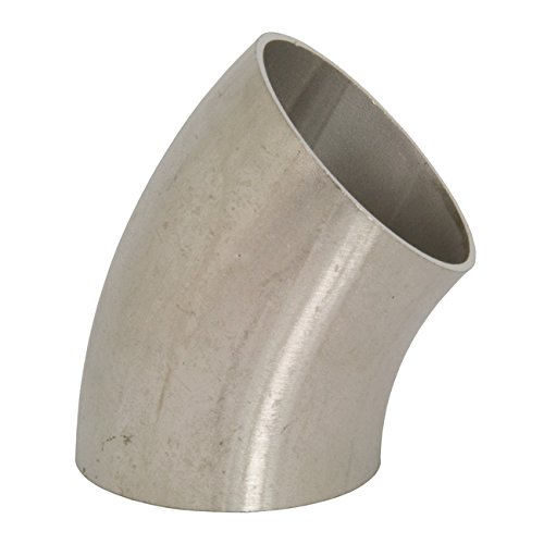 3" 45 Degree Buttweld Elbow, 304 Stainless Steel, Mill ID/OD