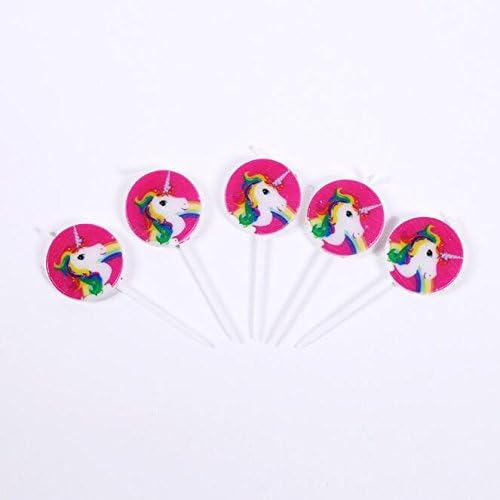 5x Birthday Cake Candles - UNICORNS b