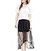 Chiffon Maxi Skirt Gothic Long Dress Gauze See Through Mesh Tulle Lace Design for Women Girl - Black