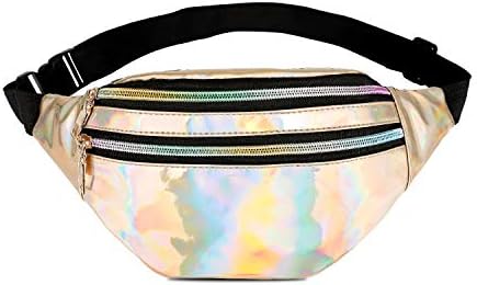 Dolores Holographic Fanny Pack Waist Bag for Women & Men Fashion Bum Bag with Adjustable Belt for Party, Festival, Rave, Hiking, Trip