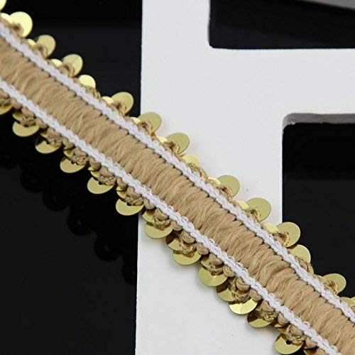Yontree Elastic Gleaming Ribbon Sequin Applique Bridal Wedding Applique 10 yards