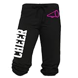 Juniors Cheer Megaphone Capri Sweats Black or Turquoise S-L