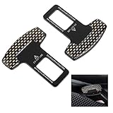 YAOPEI 2 PCS Seat Belt Buckle Clip Clamp,Universal Vehicle Mounted Carbon Fiber Blue Spun Car Safety Seat Belt Buckle Clip for Truck Pickup SUV BMW Jeep and more Vehicles
