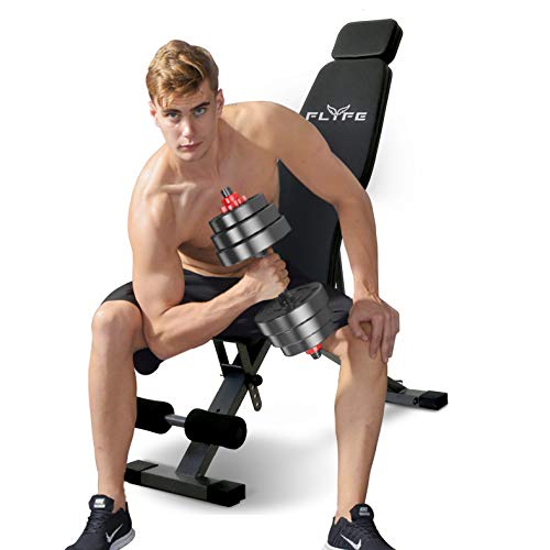 FLYFE Adjustable Weight Bench Foldable and Compact Workout Bench Incline and Decline Flat