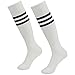 3street Unisex Triple Stripe Knee-High Over Calf Athletic Soccer Tube Socks 2-12 Pairs