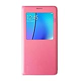 Galaxy Note 5 Case, Towallmark Luxury [Window Flip] Faux Leather Case Cover (Red)