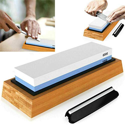 Whetstone Knife Sharpening 2 Side, Premium Professional 1000/6000 Grits Wet Stone Sharpener Set with Non-Slip Bamboo Base & Angle Guide, Polishing Stone for Kitchen & Chef Knives (As Show) - Thumbnail 2