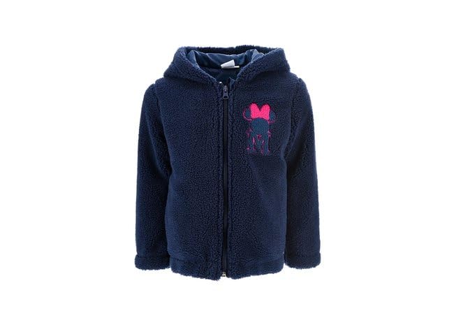 Disney Minnie Mouse Sweat à capuche en polaire moelleux pour fille avec fermeture éclair Taille 98-128 cm Cadeau chaud, bleu, 98