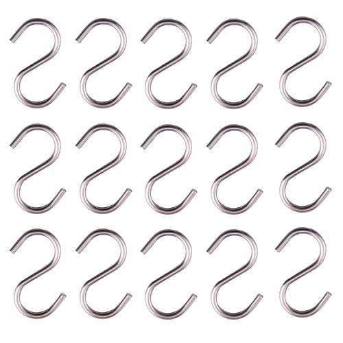 AxeSickle 50 pcs 1 Inch S Hook Connectors for Jewelry, Key Ring, Key Chain, Pet Name Tag, Wood Circles, Chain Hardware,Fishing Lure,and Key Ring Assembly.