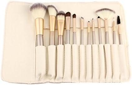 QIHUI 12PCS Makeup Brush Set Professional Wood Handle Premium Synthetic Kabuki Foundation Blending Blush Concealer Eye Face Liquid Powder Cream Cosmetics Lip Brush Tool Brushes Kit