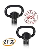 Rifle Sling Swivels Mount RS Qd Quick Detach/Release 1.25" Loop Heavy Duty Push Button Swivels - Black (2 X RS QD Rifle Sling Swivels) | The Rifle Sling Swivels Accessories