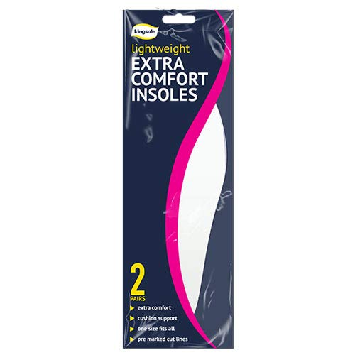 White Extra Comfort Foam Insoles, 2 Pairs - Lightweight, One Size Fits All, Ideal Shoe Support