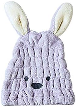 Gaddrt Microfiber Cartoon Shower Bath Cap Hat Turban Quickly Dry Hair Hat Wrapped Towel Bathing Cap (Purple)