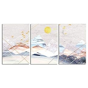 Canvas Wall Art Abstract Chinese Landscape Painting Artwork for Home Prints Framed - 16"x24" x 3 Panels
