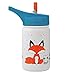 Eco Vessel Scout Kids Stainless Steel Water Bottle with Flip Straw top and Silicone Straw - 13 Ounces - Gray Fox