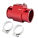 Dewhel Aluminum Red Water Temp Meter Temperature Gauge Joint Pipe Radiator Sensor Adaptor Clamps 36mm