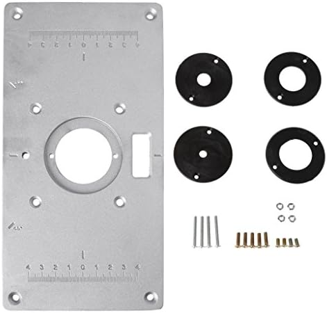 Rtengtunn Aluminum Router Table Insert Plate w/ 4 Rings Screws For Woodworking Benches