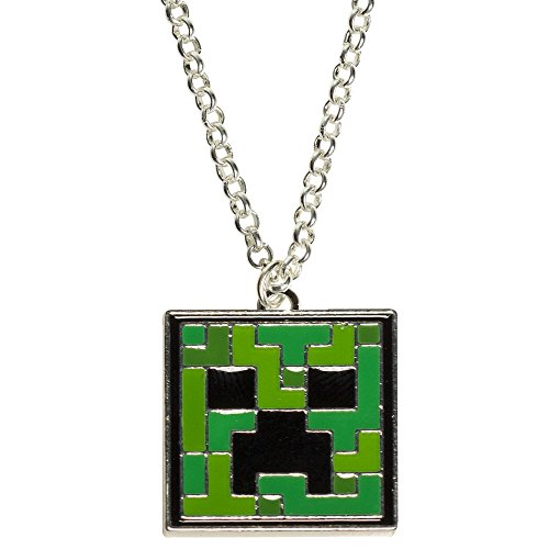 JINX Minecraft Creeper Face Pendant Necklace for Teen Girls and Women ,MultiColor ,One Size