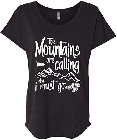 IOWASTORE The Mountain Are Calling T Shirt, Cool Mountain T Shirt - Ladies' Triblend (L, Black)