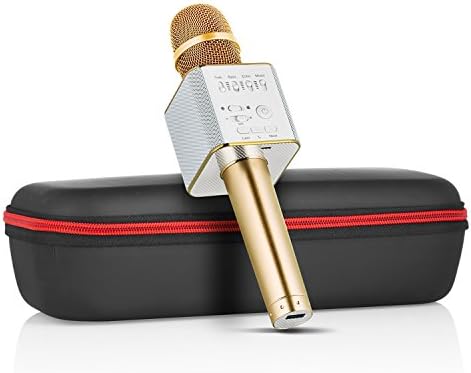 Symphaudio All In One Mini Portable Handheld Wireless Karaoke Microphone / Cellphone Karaoke Player with Built-in Bluetooth Speaker and Professional Tuning and Noise Reduction - Gold