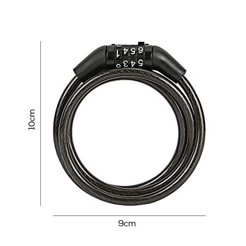 4 Digit Combination Passwords Bike Lock Cable, Bosiwee Heavy Duty 4 Feet Combination Codes Bicycle Cable Lock(Black)