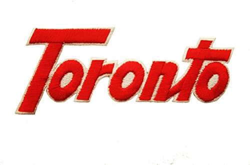 Toronto Word Red With White Outline 4 1/4" x 1 3/4 " Inches Embroidered Iron on Patch Crest Badge... New