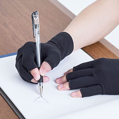 Racvofy Arthritis Gloves, Fingerless Gloves, Relieve Muscle Pain, Comfortable Fit Compression Gloves for Arthritis, Rheumatiod, Tendonitis, Carpal Tunnel Pain, Computer Typing, Dailywork (Black, S)