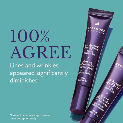 Westmore Beauty 60 Second Effects Tinted Firming Gel & Star Handheld Fan - Under Eye Cream For Puffiness And Bags Under Eyes - 10 mL Light to Medium - 0.33 Fl Oz