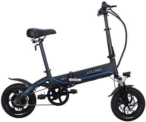 Electric Bikes Folding Electric Bicycle Lithium Battery Electric Bicycle 10AH Portable Mini Battery Car 12 Inches, Pure Electric Distance 35-40km (Color : Black, Size : 130 * 30 * 100cm)