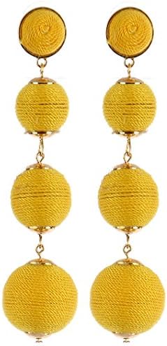 Yellow four chunky ball color cord wrapped earring Fashion Jewelry FancyCharm