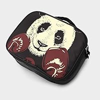 MINIKENS Panda in Boxing Gloves Hand Drawn 3D Printed Travel Makeup Bag Waterproof Portable Cosmetic Cases Organizer Mini Makeup Cases Travel Cosmetic Bag Brush Bag for Women Girls Black