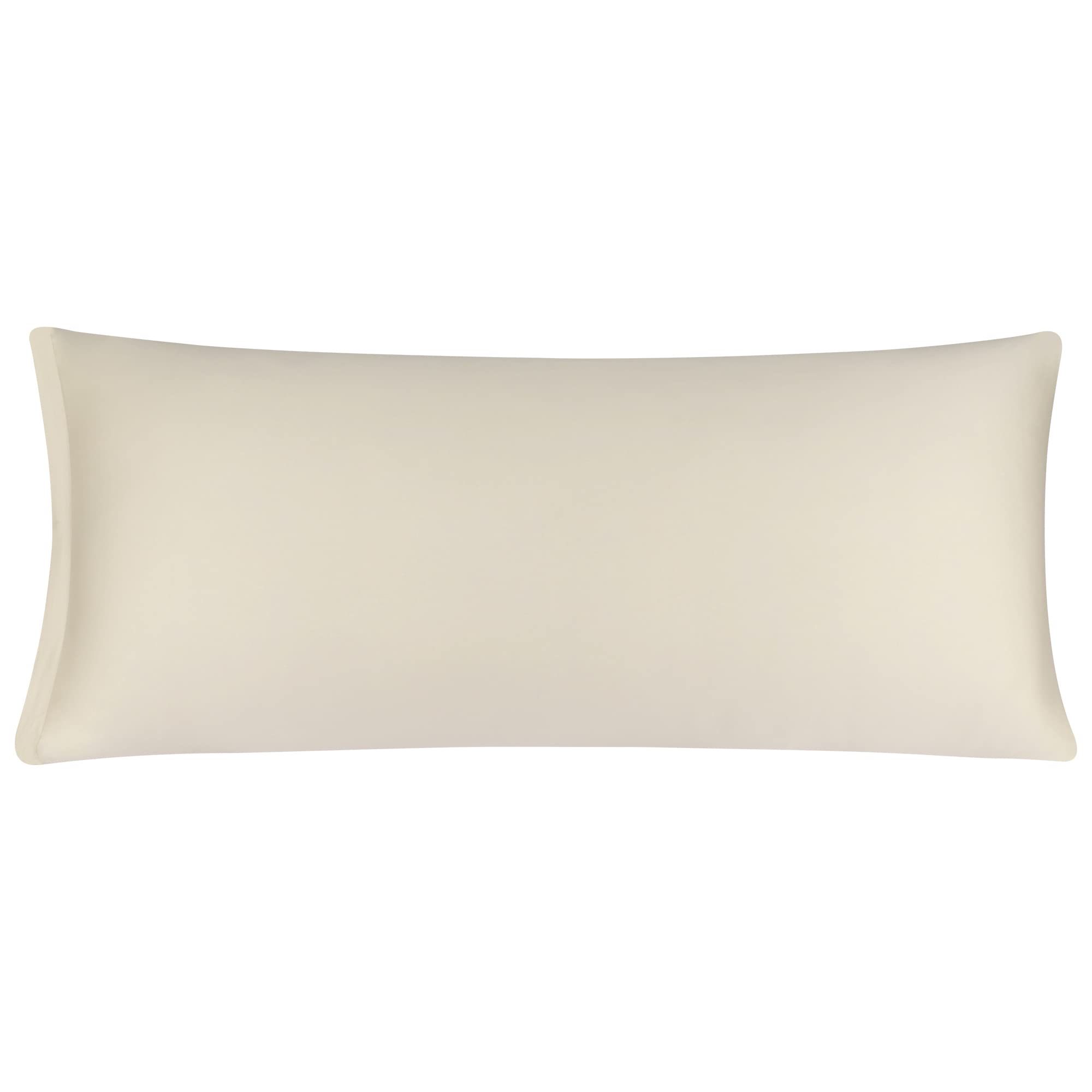 PiccoCasa Body Pillow Cover, 300 Thread Count, 100% Long Staple Combed Cotton, Zippered, Beige, 20x48 inches
