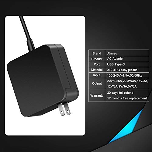 65W USB C Charger, 61W Type C Power Adapter 36W USB-C Laptop Charger Cord Replacement for MacBook Pro, HP, Dell, Xiaomi Air, Nintendo Switch and Any Other Laptops or Smart Phones