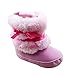 Baby Infant Bowknot Boots Soft Crib Shoes Toddler Warm Fleece Prewalker 0-18M (Small(0-6 Months), Pink)