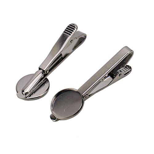 JETEHO 8 pcs Tie Clip Blanks with 16mm Round Bezel Tie Clips-Gold, Silver, Bronze, Black