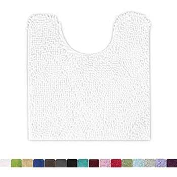 MAYSHINE Non Slip Contour Bath Mats for Toilet/Soft Shaggy Chenille/Absorbent Water/Dry Fast/Machine-Washable/Perfect for Bathroom,Tub and Shower (20x24 Inches White)