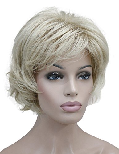 Wiginway Short Blonde Wig for Women Layered Shaggy Haircut Full Synthetic Wig Fashion Daily Wear Formal Party Wig 6 Inch