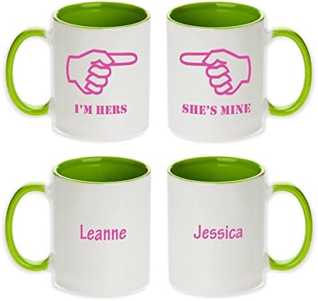 Personalized She's Mine I'm Hers Gift Pair Mugs for Lesbian Couples! (Set of 2pcs)