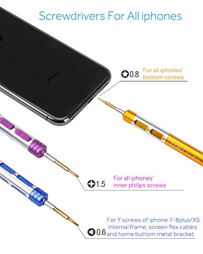 BAKU Cell Phone Repair Tool Kit for iPhone Precision Screwdriver Set with Magnetizer/Demagnetizer Tool & Opening Pry Tools for iPhone X/8/8 Plus, 7/7Plus,6P/6S/6/5S/5/5C/4S/4/SE,iPod,iTouch (A-Pack)