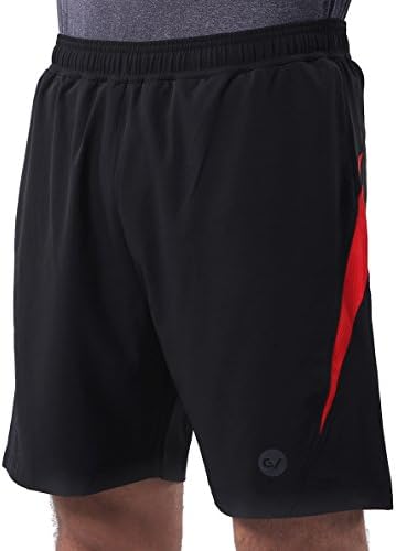 Garvirp Mens Athletic Fitness Gym Training Running Shorts Zip Pocket Black Red M