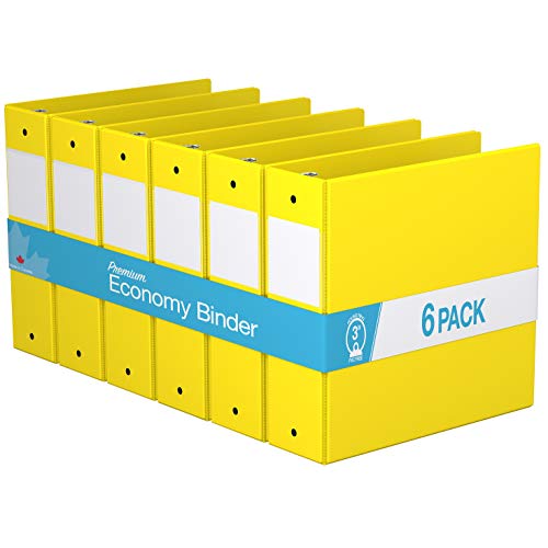Premium Economy, Round Ring, Binder, 6 Pack (3", Yellow) - Thumbnail 6