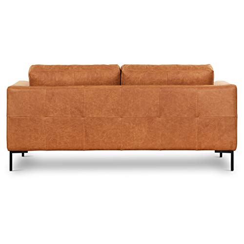 POLY & BARK Calle 75" Apartment Sofa in FullGrain PureAniline Italian Leather, Cognac Tan